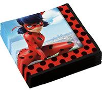 Amscan Serviettes en papier Miraculous – Lot de 20, 33 x 33 cm, Rouge
