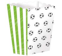 amscan 9903020 - Lot de 4 Bols à Pop-Corn Football, 3 x 13 x 4 cm, Papier, boîte à goûter