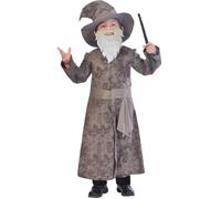 amscan 9903231 - Déguisement de magicien pour enfant, barbe, chapeau et baguette, âge : 9-10 ans