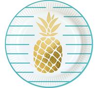 amscan 9903307 Assiette Motif Ananas Multicolore 23 cm