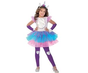 amscan 9903536 Robe tutu licorne colorée avec bandeau, leggings et manchettes - 8-10 ans - 1 pièce