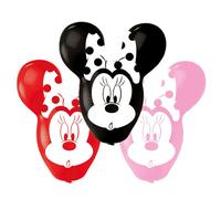 Amscan 9903670 - Ballons latex Minnie Mouse oreilles, 4 pièces, rouge, noir et rose, ballon hélium, anniversaire