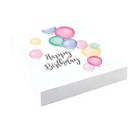 Amscan 9903711 Lot de 20 serviettes Happy Birthday, 33 x 33 cm, couleurs pastel, pour les anniversaires.