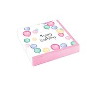 Amscan 9903863 Lot de 20 serviettes Happy Birthday, 25 x 25 cm, pastel, pour anniversaire