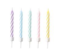 Amscan Bougies spirales 9904360-10 Pastel arc-en-ciel hauteur 6,3 cm Décoration Lilas