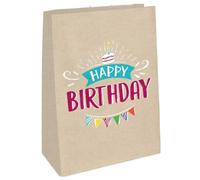 Amscan 9904396 - Lot de 4 sacs en papier Happy Birthday, dimensions 14,7 x 21 cm, avec autocollants, multicolores, inscription en allemand « Happy Birthday », « Happy Birthday », « Happy Birthday », « Happy Birthday », « Happy Birthday », « Happy Birthday », « Happy Birthday », « Happy Birthday, »