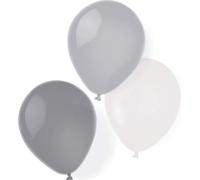 Amscan 9904899 - Ballons en latex Silver Dream, 8 pièces, env. 25 cm, gris foncé, gris clair, blanc, ballons