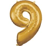 Amscan 9906274 - Ballon géant 9, taille 63 x 86 cm, or, XXL, hélium, anniversaire, décoration de fête