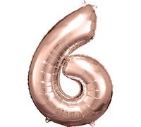 amscan 9906281 Party Générique Ballon chiffre 6 88 cm Rose Doré Multicolore