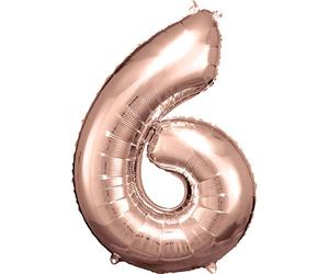 amscan 9906281 Party Générique Ballon chiffre 6 88 cm Rose Doré Multicolore