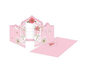 amscan 9906321 Lot de 8 invitations et enveloppes pour fête d'anniversaire Motif princesse pour un jour