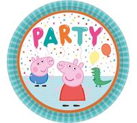 amscan 9906329-66 - Assiettes en carton pour la fête Peppa Pig sous licence officielle, 8 pièces, multicolore