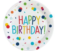 Amscan serviettes confetti d'anniversaire 33 x 33 cm papier blanc 20 pièces Wit