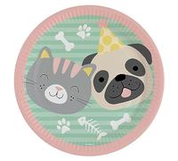 amscan 9906541-66 Lot de 8 Assiettes Hello Pets Rond Papier 23 cm