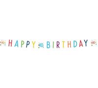 Amscan 9906769 - Chaîne de fête Confetti Anniversaire 40, dimensions 180 x 13,8 cm, blanche avec confettis, inscription HAPPY BIRTHDAY et 3 x le chiffre 40, en papier, anniversaire rond, décoration, g