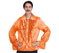 amscan-9907009 Chemise Disco Orange en Satin pour Homme Taille, 9907009, Men: Standard
