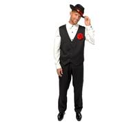 amscan-9907060 Costume de Gangster pour Homme Adulte (Taille, 9907060, Noir, XL (44-46 Chest)
