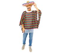 amscan 9907071 - Costume de bandit mexicain Poncho Chapeau et moustache - Taille unique adulte