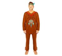 amscan-9907081 Native American Déguisements, Homme, 9907081, Marron, Men: 40/42
