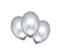 Amscan 9907175 - 6 ballons latex Satin Luxe Platinum, diamètre 27,5cm, ballons, métallisés, décoration, anniversaire, fête à thème, événement d'entreprise