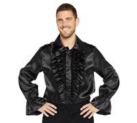 amscan-9907307 Chemise Disco Noire en Satin pour Homme Taille, Uni, 9907307