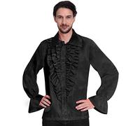 amscan-9907307 Chemise Disco Noire satinée pour Homme Taille, Uni, 9907307