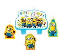 Amscan 9907322 - Lot de 4 bougies d'anniversaire sous licence officielle Minions de Moi, moche et méchant