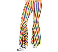 amscan-9907391 Évasés à Rayures Arc-en-Ciel pour Femme Taille 38-40, 9907391, Multicolore, Size: 10-12
