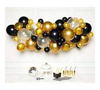 66Pc Black / Gold Balloon Garland Kit