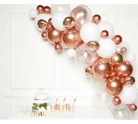 Amscan 9907431 - Guirlande de ballons DIY or rose, 66 ballons en latex et film plastique, vieux rose, rose, transparent, pour anniversaire, naissance, nouvel an, mariage, décoration