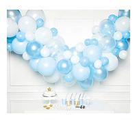 Amscan 9907434 - Guirlande de ballons DIY Boy, 70 ballons en latex, bleu, bleu clair, blanc, transparent, pour anniversaire, naissance, nouvel an, mariage, décoration