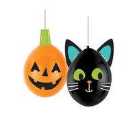 Amscan 9907456 - Ballons latex Halloween Friends, 2 pièces, chat et citrouille, ballons, décoration à suspendre, fête