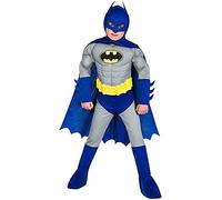 amscan 9908384 Désguisements Combinaison Musculaire Batman pour Enfants Garçons 8-10 Ans, Bleu/Gris