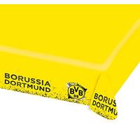 amscan 9908530 - Nappe de Table BVB, Taille 120 x 180 cm, en Plastique, Borussia Dortmund, Nappe décorative, Football, fête, Fan, Anniversaire