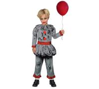 amscan 9908547 Déguisement de clown pour enfant 3-4 ans, Gris/Rouge