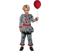 amscan 9908548 Déguisement de clown pour enfant (4-6 ans), Gris/Rouge