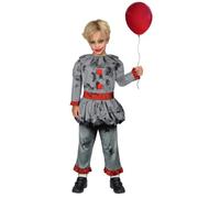 amscan 9908550 Déguisement de clown pour enfant (8-10 ans), Gris/Rouge