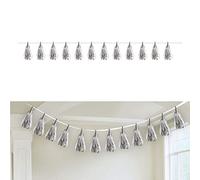 amscan 9908635 Guirlande à Pompons Argenté