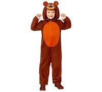 Amscan 9908806 Combinaison à capuche pour enfant Motif ours brun 3-4 ans