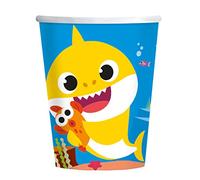amscan 9909041-66 - Lot de 8 gobelets en papier sous licence officielle Baby Shark