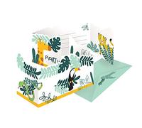 amscan 9909356 Lot de 8 Cartes d'invitation Get Wild avec enveloppes en Papier pour Anniversaire d'enfant, 10239484, Multicolore