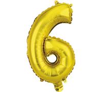 amscan® 9909684 Ballon en plastique Mini chiffre 6 - 35 cm, or