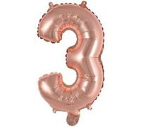 amscan® 9909691 Ballon en plastique Mini chiffre 3 - 35 cm, rose