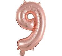 amscan® 9909697 Ballon en plastique Mini chiffre 9 - 35 cm, rose
