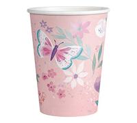 amscan 9909723 Lot de 8 gobelets jetables en Papier Motif Papillon 250 ML pour Anniversaire d'enfant