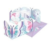 Amscan Cartes d'invitation Flutter 9909726 - Lot de 8 avec enveloppes, papier papillon multicolore