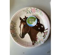 amscan 9909874-66 - Assiettes Beautiful Horses 8 pièces, diamètre 22,8 cm, papier, chevaux, assiettes en carton, assiettes jetables pour fête d'anniversaire d'enfant