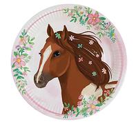amscan 9909874 - Lot de 8 Assiettes de fête en Forme de Cheval, diamètre 22,8 cm, Vaisselle jetable, décoration de Table, Cadeau, fête à thème