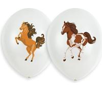 Amscan 9909881 - 6 ballons latex Beautiful Horses, diamètre 27,5 cm, ballons, décoration, chevaux, anniversaire enfant, fête à thème, blanc