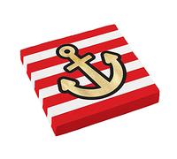 Amscan 9909912 Lot de 16 serviettes en papier motif pirate - 33 x 33 cm - Rouge et blanc avec ancre - Décoration de table pour anniversaire d'enfant - Fête à thème